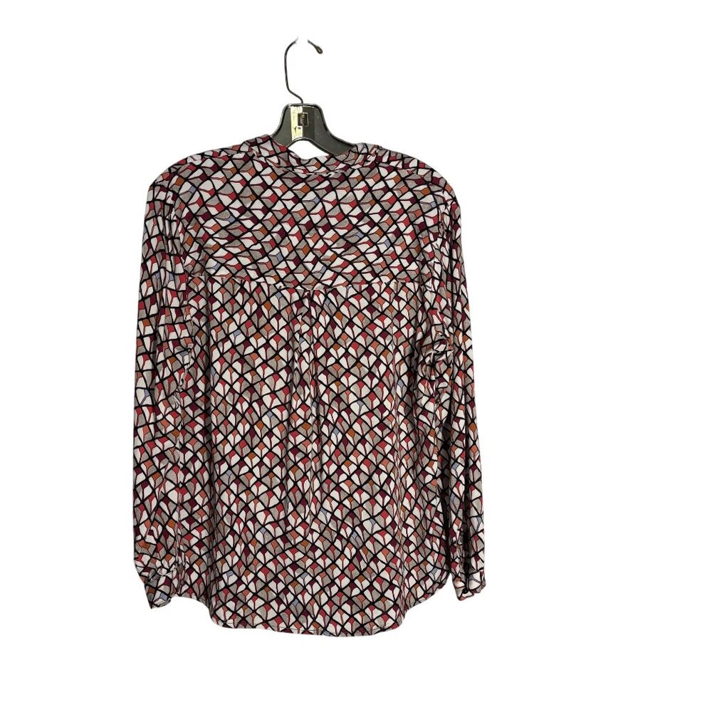 Nic+Zoe Womens Geometric Print Button-Up Shirt S Long Sleeve Cotton/Polyester Mu - Picture 3 of 11
